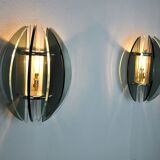 Pair of Veca wall lamps, two-tone murano glass, Italy, 1960