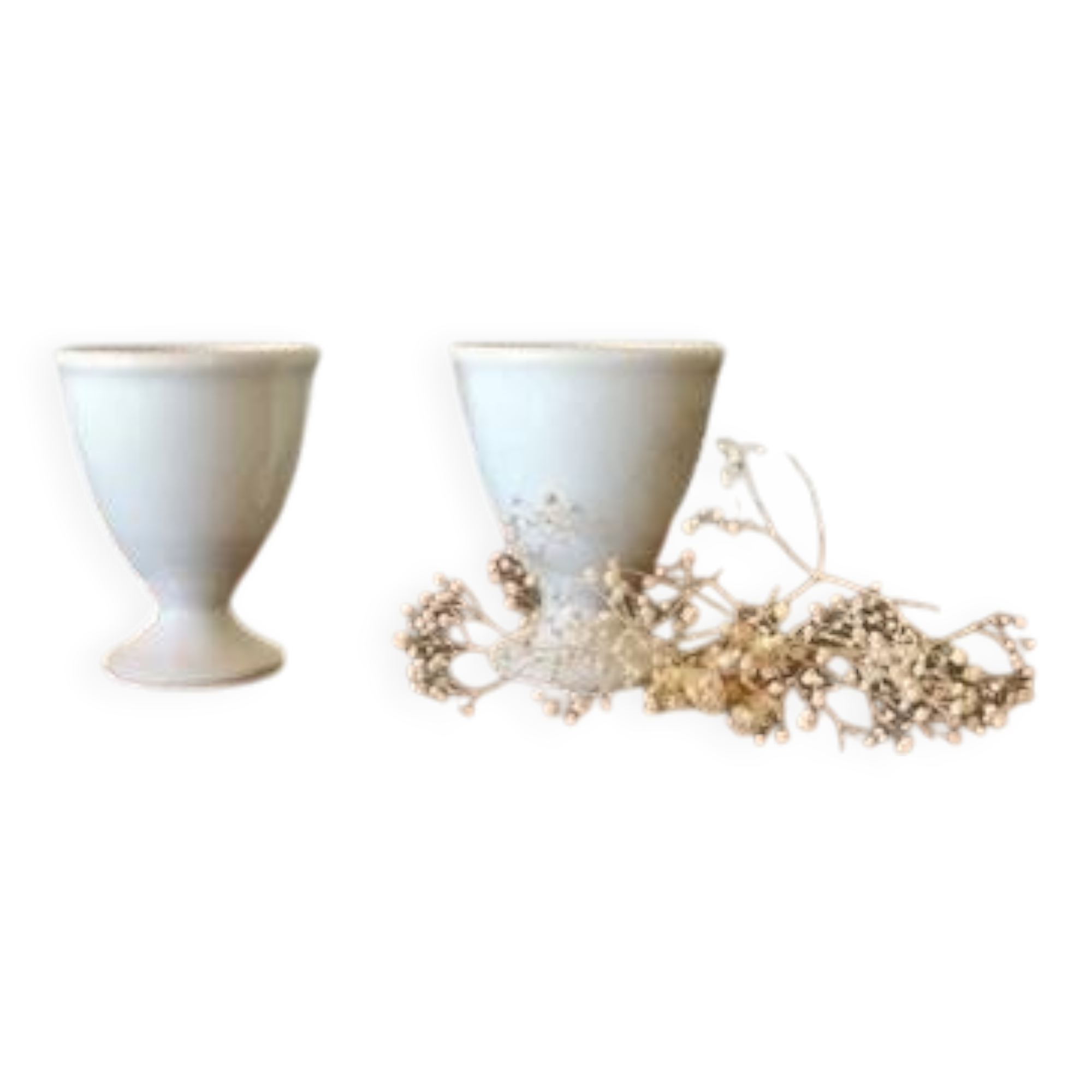 Antique earthenware egg cups