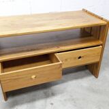 Low cabinet from Maison Regain, solid elm, circa 1960, with drawer