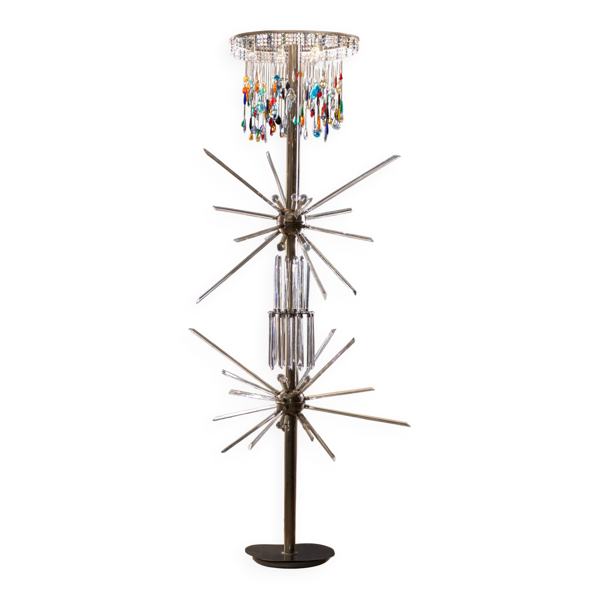 Floor Lamp by René Roubíček, Nový Bor, Glass & Metal, 1960s