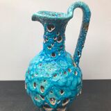 Pichet aiguière céramique avec ecumes bleu vintage