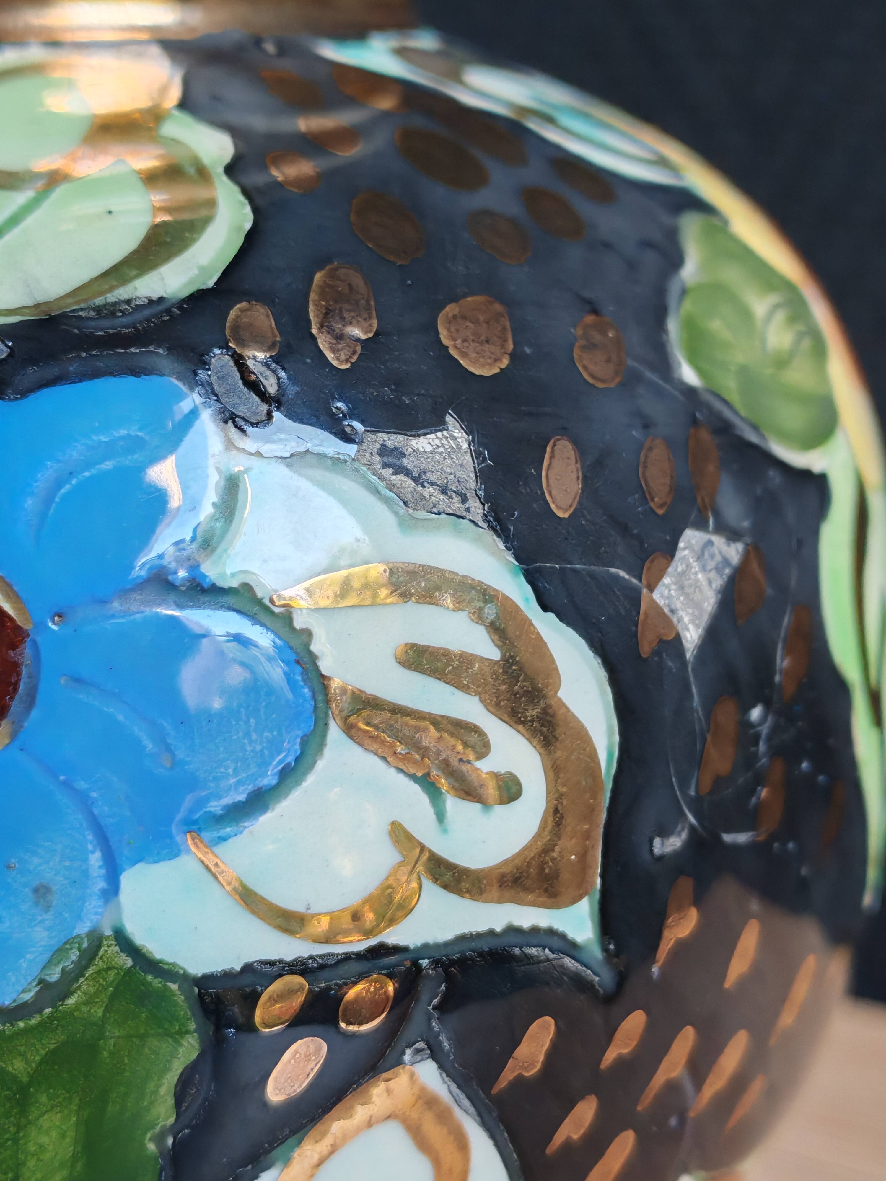 Vintage Ceramic Vase Arte Veneziana, Hand-Painted Flower Decor