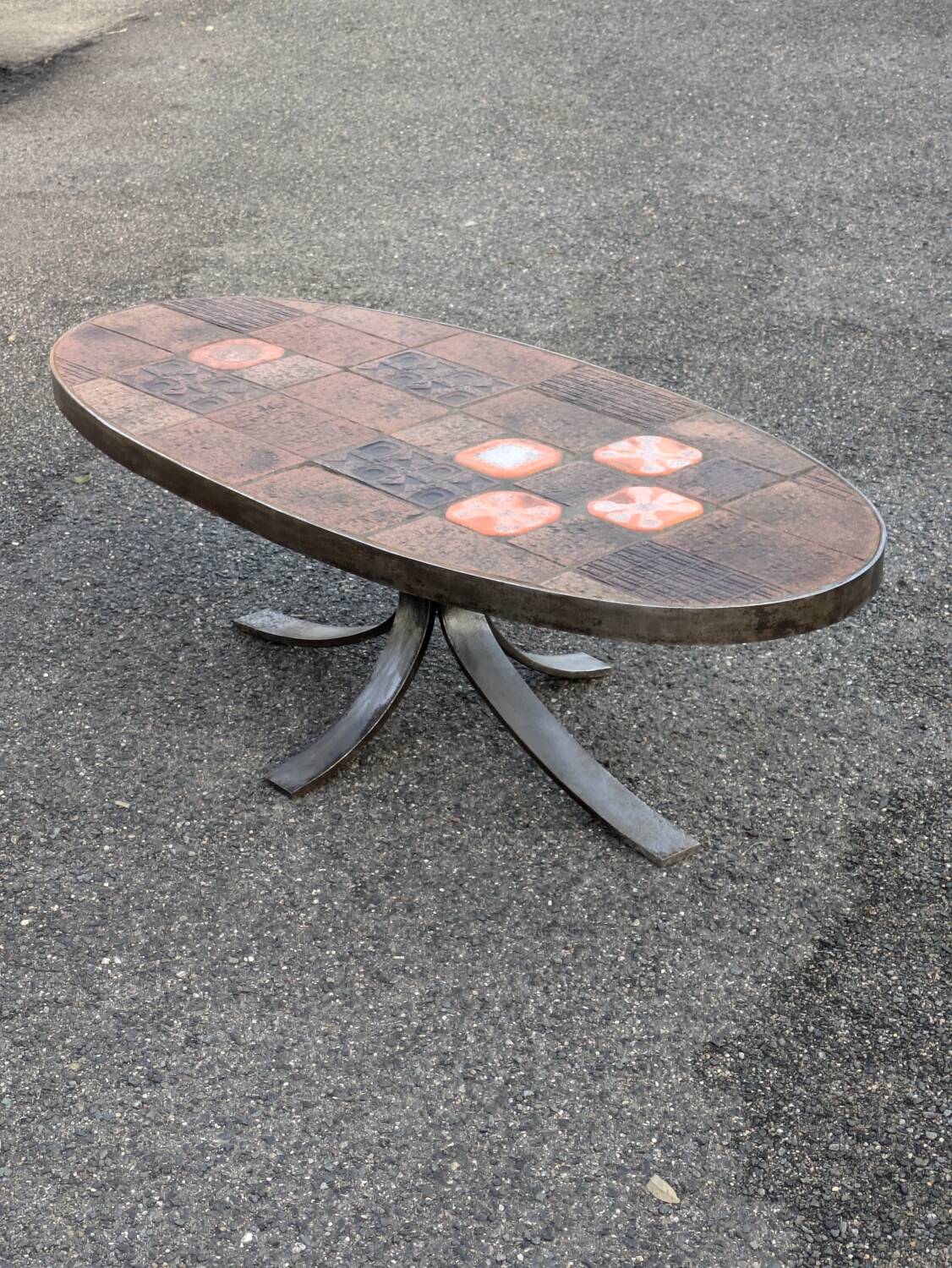 Jean Jaffeux Ceramic & Steel Coffee Table