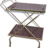 Table bar roulante, desserte à plateau amovible, vintage années 70