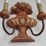 Rare Large Pair of French Terracotta Urn Fruit Basket Double Wall Lights