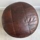 Vintage dark brown patchwork ottoman / poof
