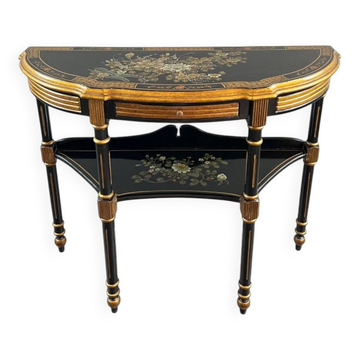 Console Demi-Lune Peinte et Dorée, Style Louis XVI, XXe Siècle