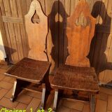 Lot of wooden mountain chairs, France 1950s