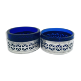 Paire de salières cristal bleu et argent