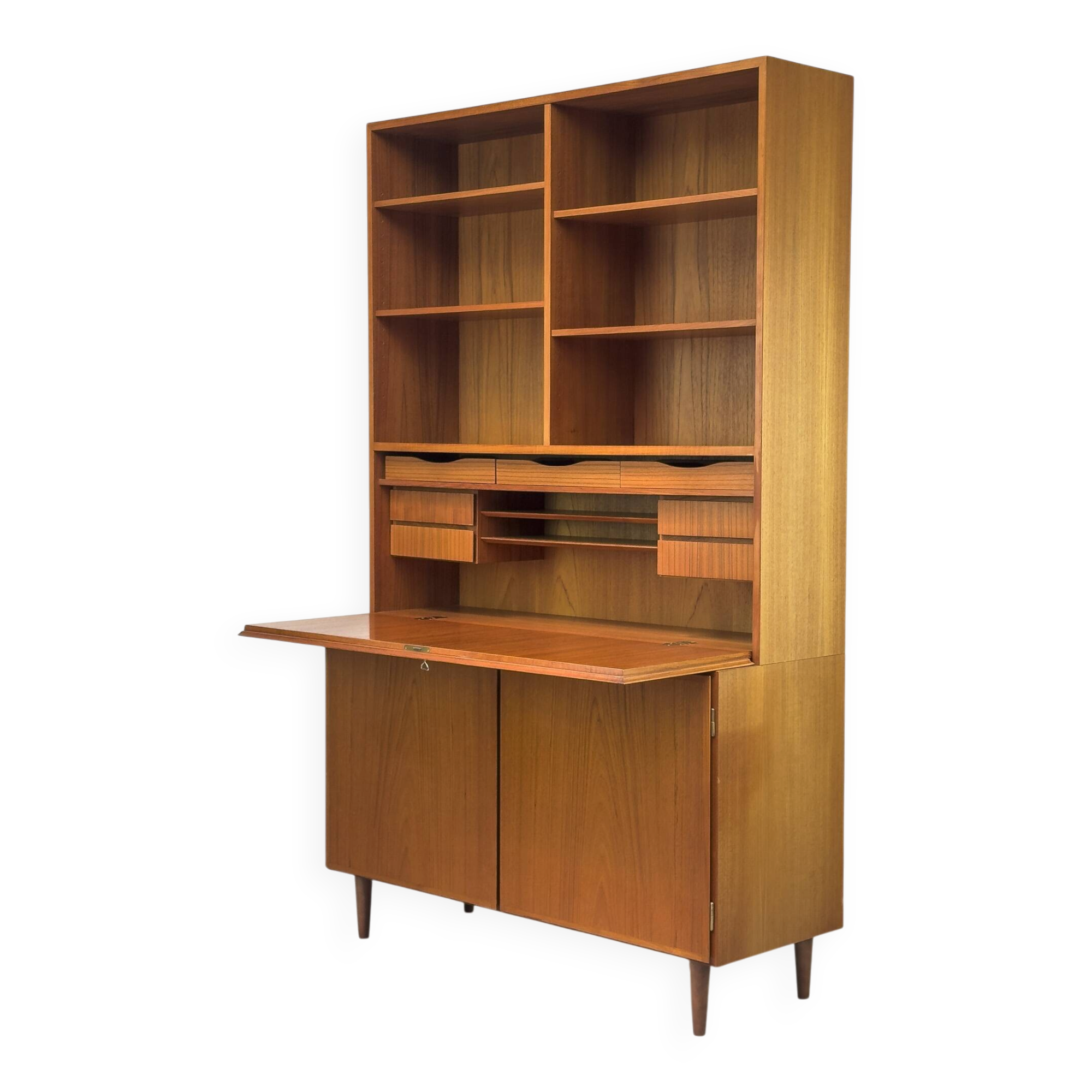 Vintage Teak Bookcase with Desk from Omann Jun, 1960s