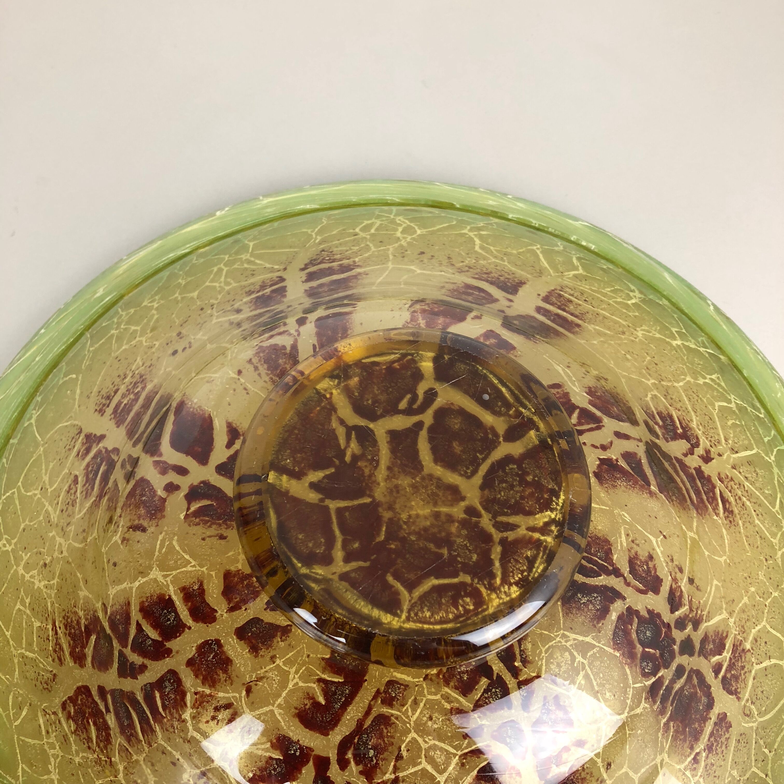 German Glass Bowl by Karl Wiedmann for WMF Ikora, 1930s Bauhaus Art Deco