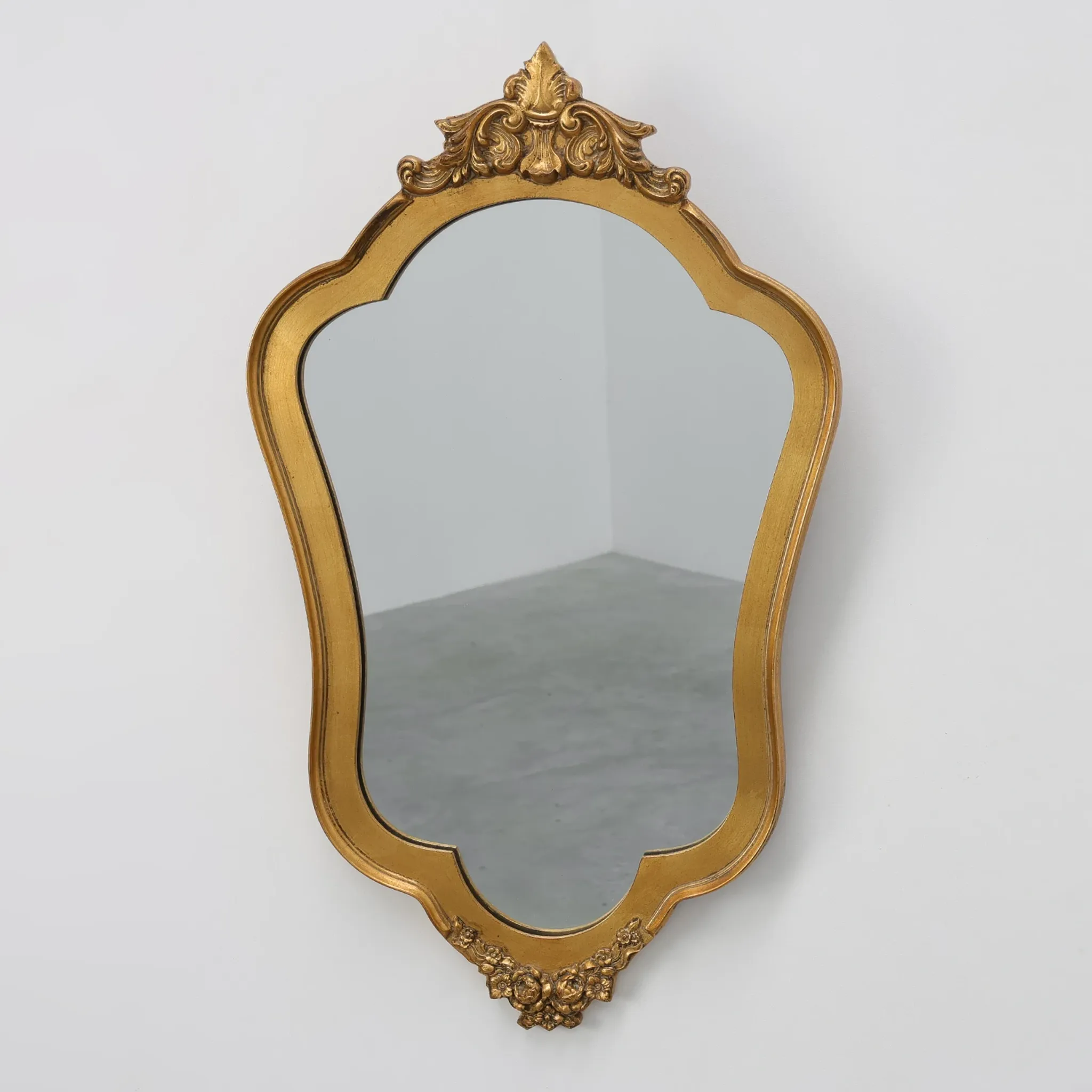 Rococo Style Gilt Mirror with Acanthus and Shell Crest, Italy, 20th Century
