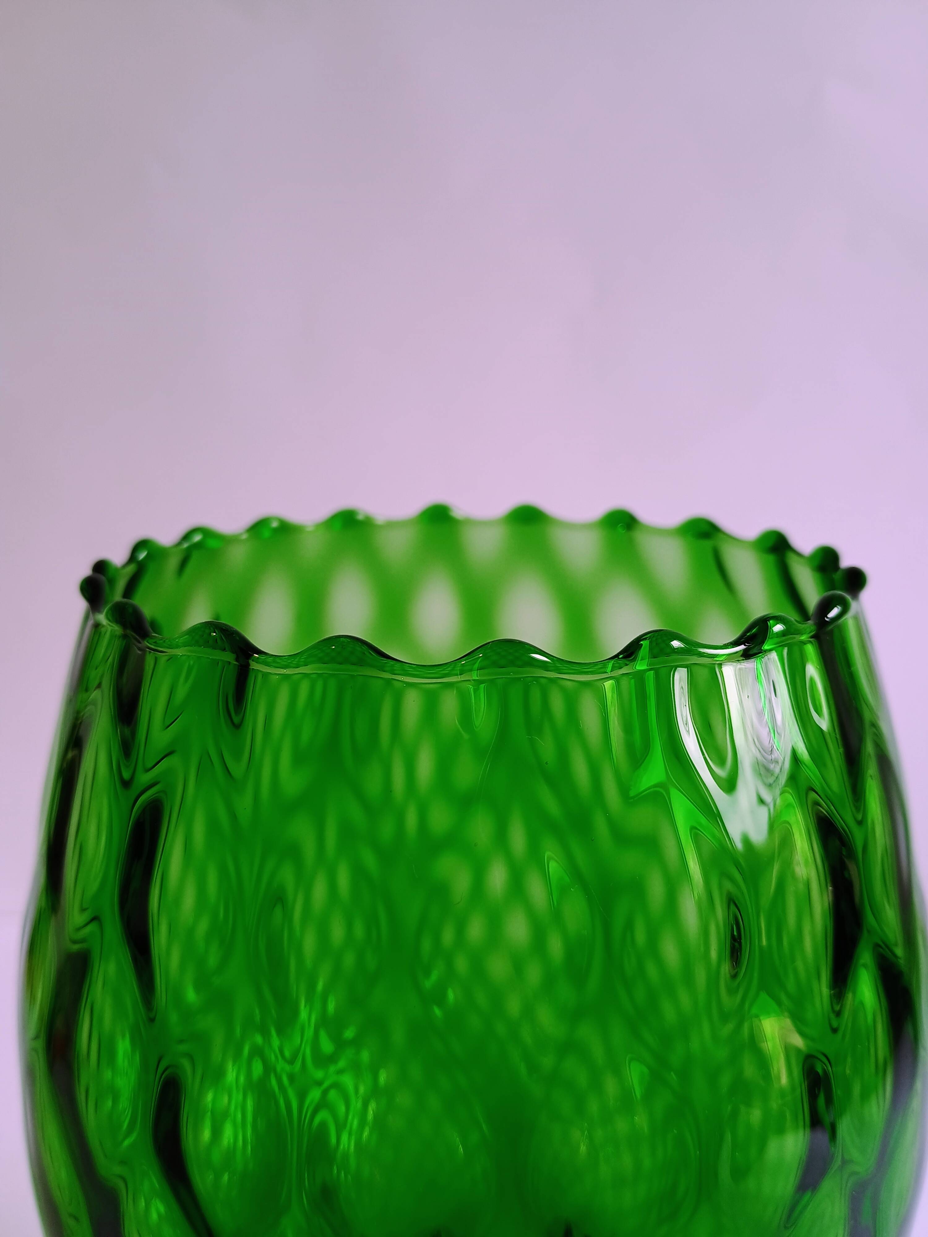 Vintage Green Glass Footed Vase