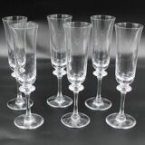 6 champagne flutes Saumur model crystal Daum France H = 21.5 cm