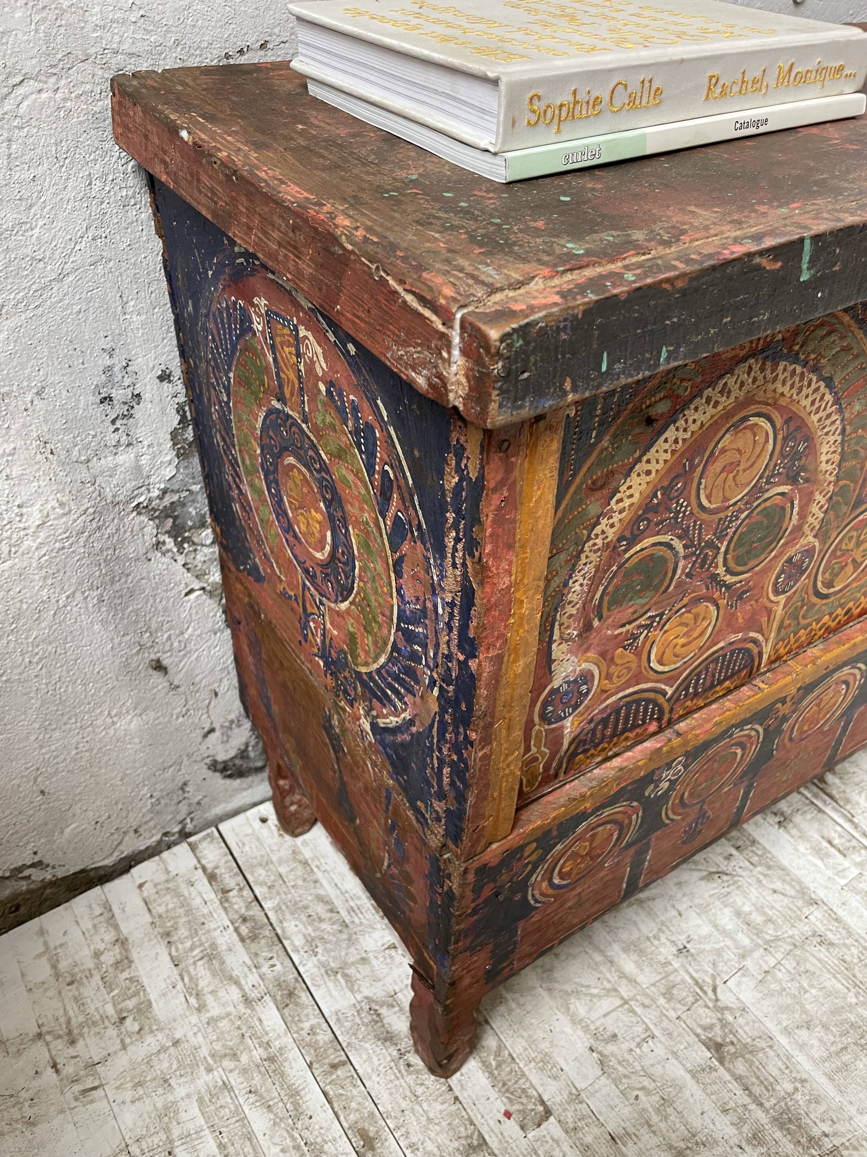 Coffre de mariage marocain polychrome années 50