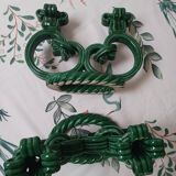 Pair of green rope candlesticks Vallauris