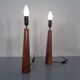 Mid-Century Filigree Danish Teak Table Lamps, 1950s, Set of 2