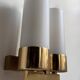 Vintage double wall lamp, brass and opaline, Leuchten Neuhaus Germany 1960