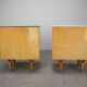 1960s František Mezulaník Mid-Century Maple Nightstands with Black and White Glass