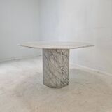 Table de jardin ou de salle à manger octogonale en marbre de carrare, italie, 1960s