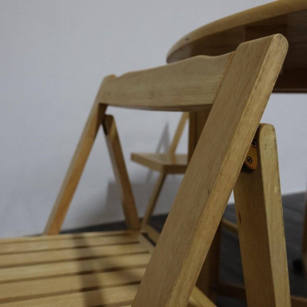 Scandinavian Folding Table and Chairs, 1980s, Set of 2