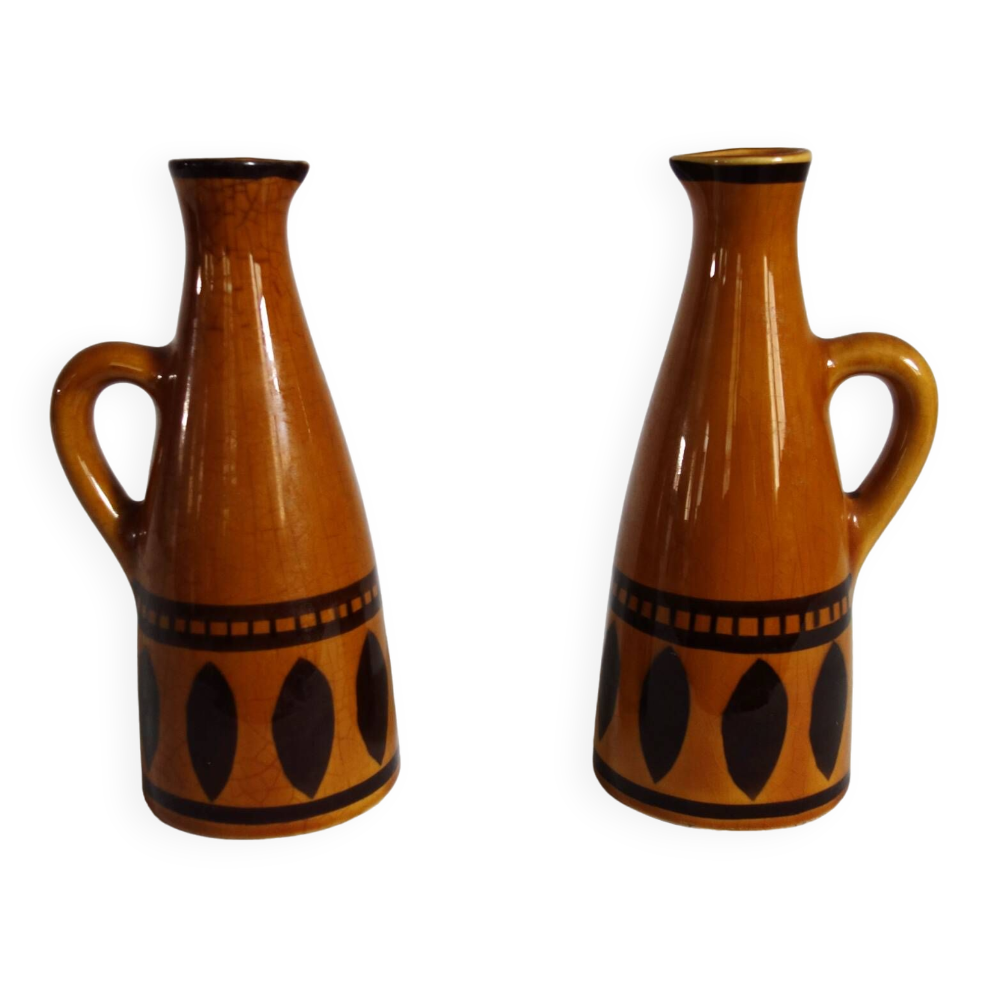 2 Longchamp glazed ceramic pitchers from the 70s