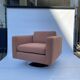 1970s Swivel Cube Armchair Chrome Peach Boucle Vintage Midcentury