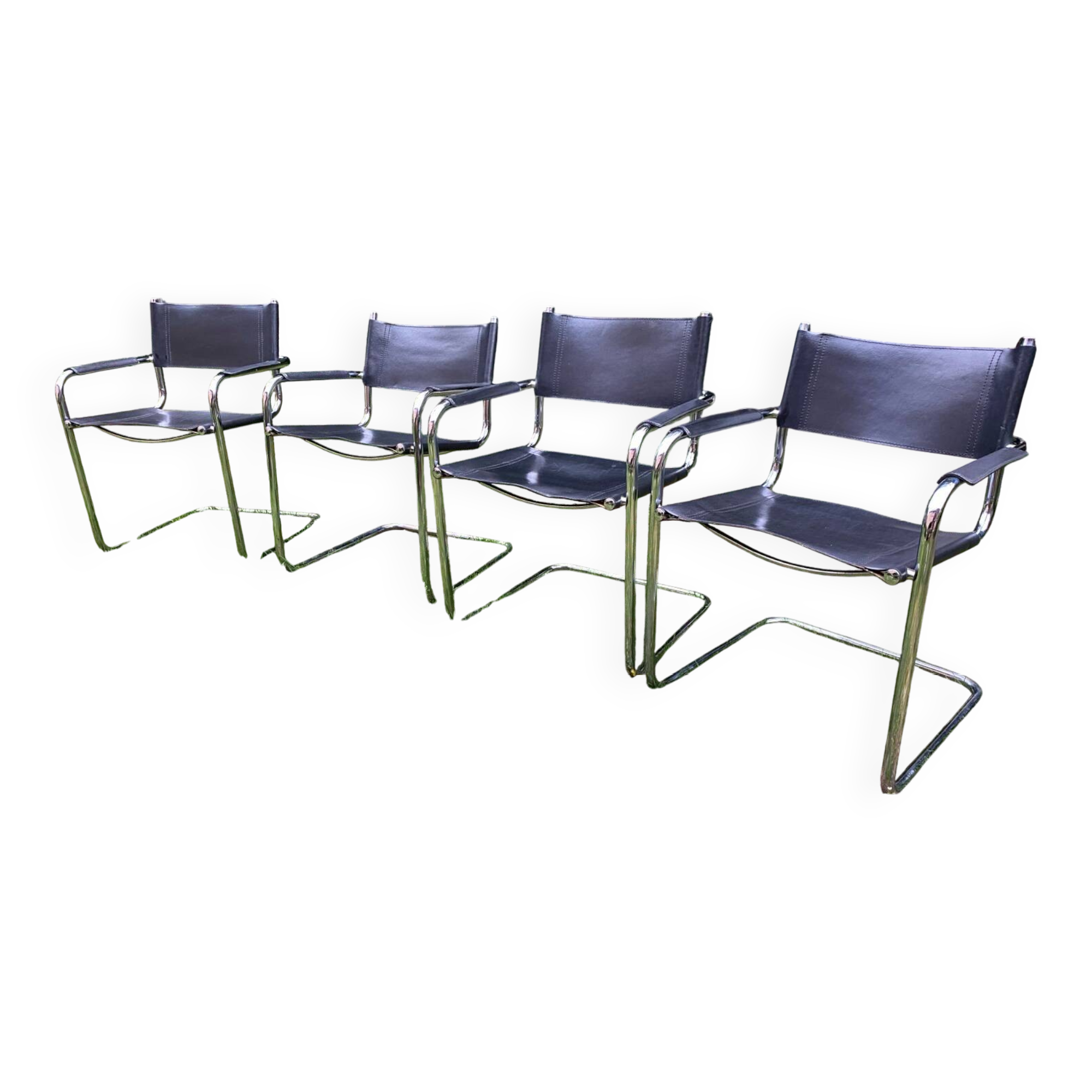 Lot of 4 modernist chairs in the style of MG5 Matteo Grassi circa 1980