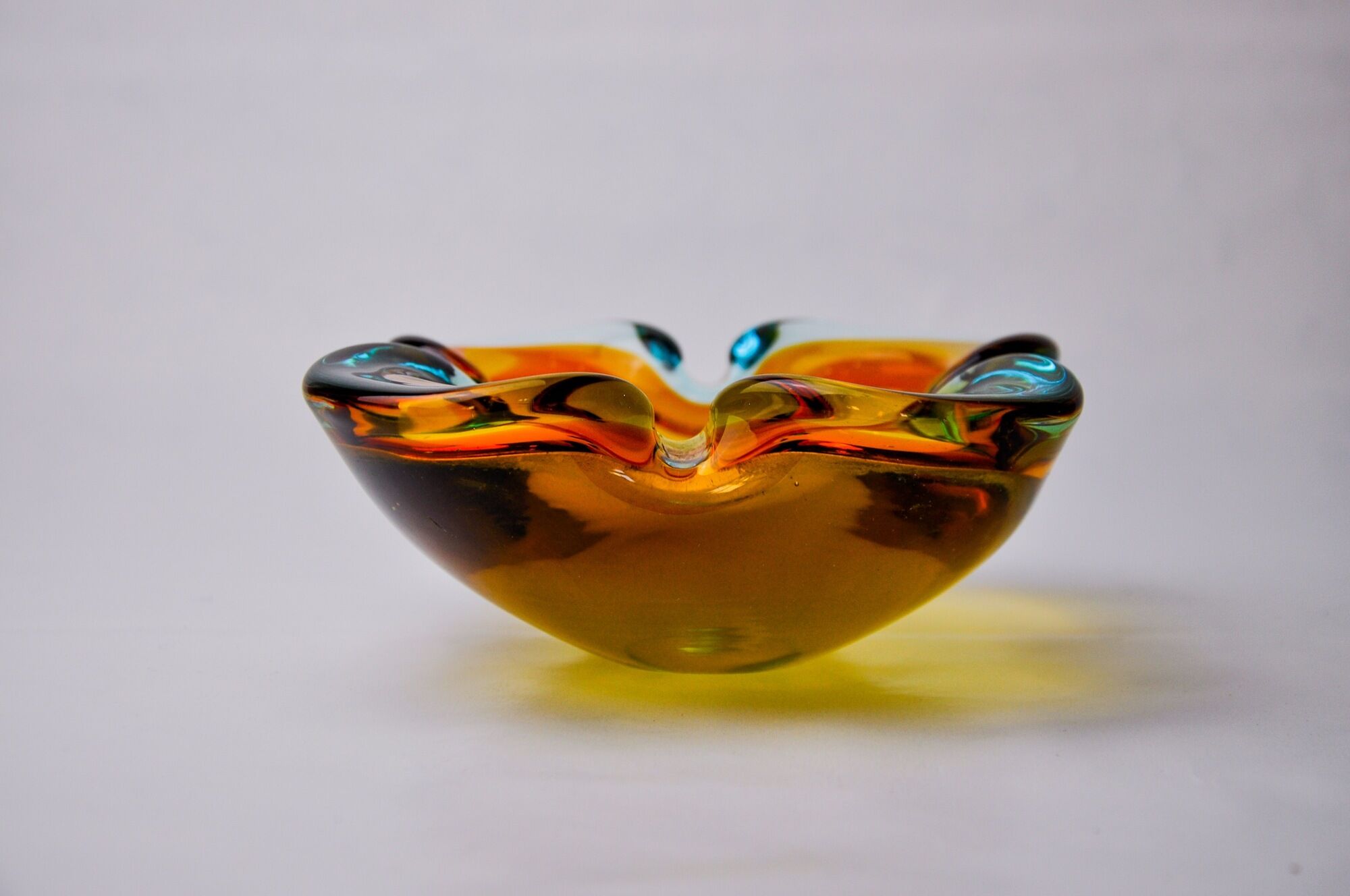 Multicolored Sommerso ashtray by seguso, murano glass, Italy, 1970
