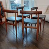 Ensemble chaises et table extensible « Roundette » estampillée  Frem Røjle par le designer Hans Olsen - 1962