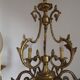 Large Antique French Art Nouveau Acanthus 6-Light Bronze Cage Candlestick