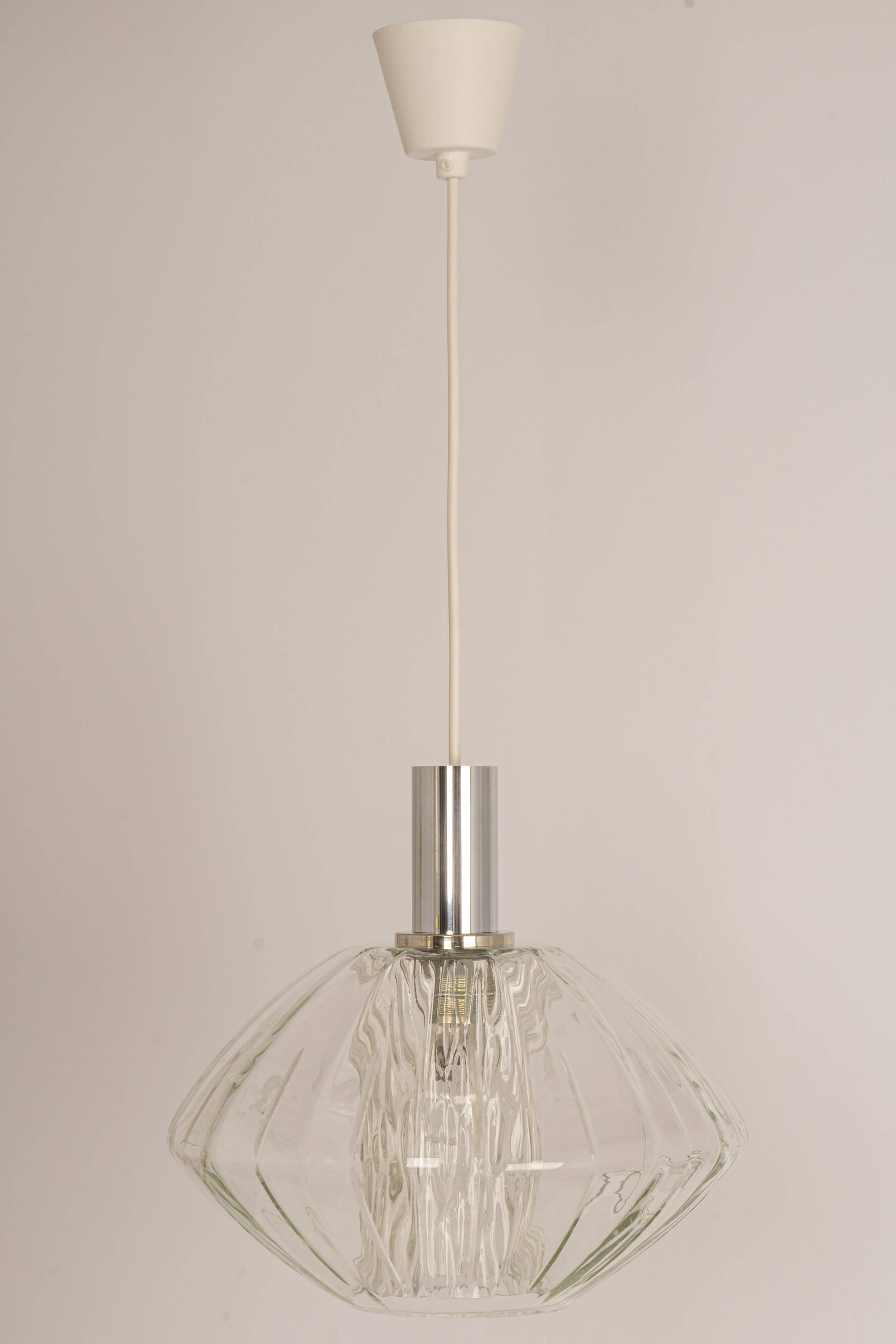 Large glass tulip-shaped pendant light by Cosack, Germany, 1970s.