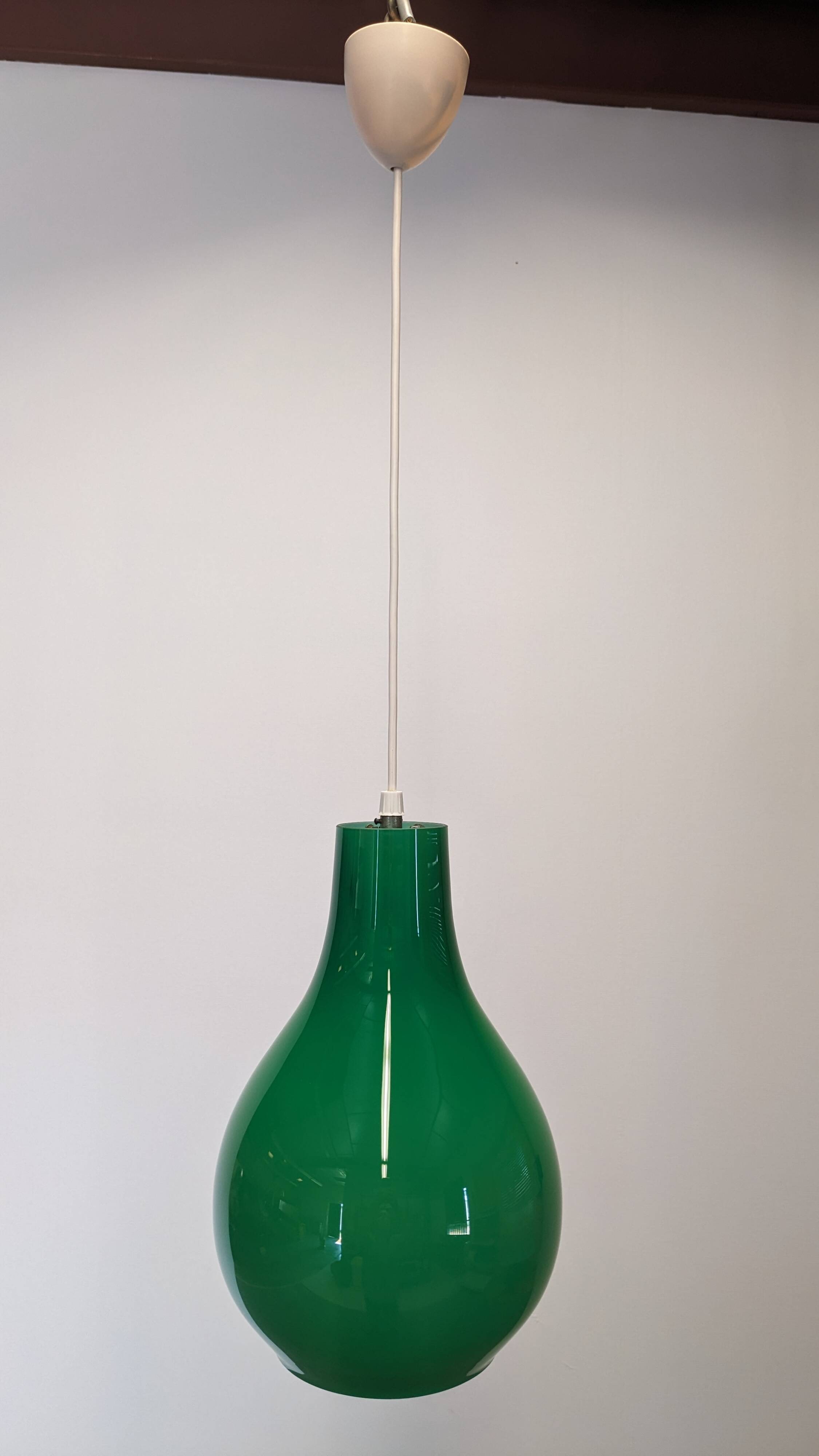 Green opaline water drop pendant light from the 50s/60s