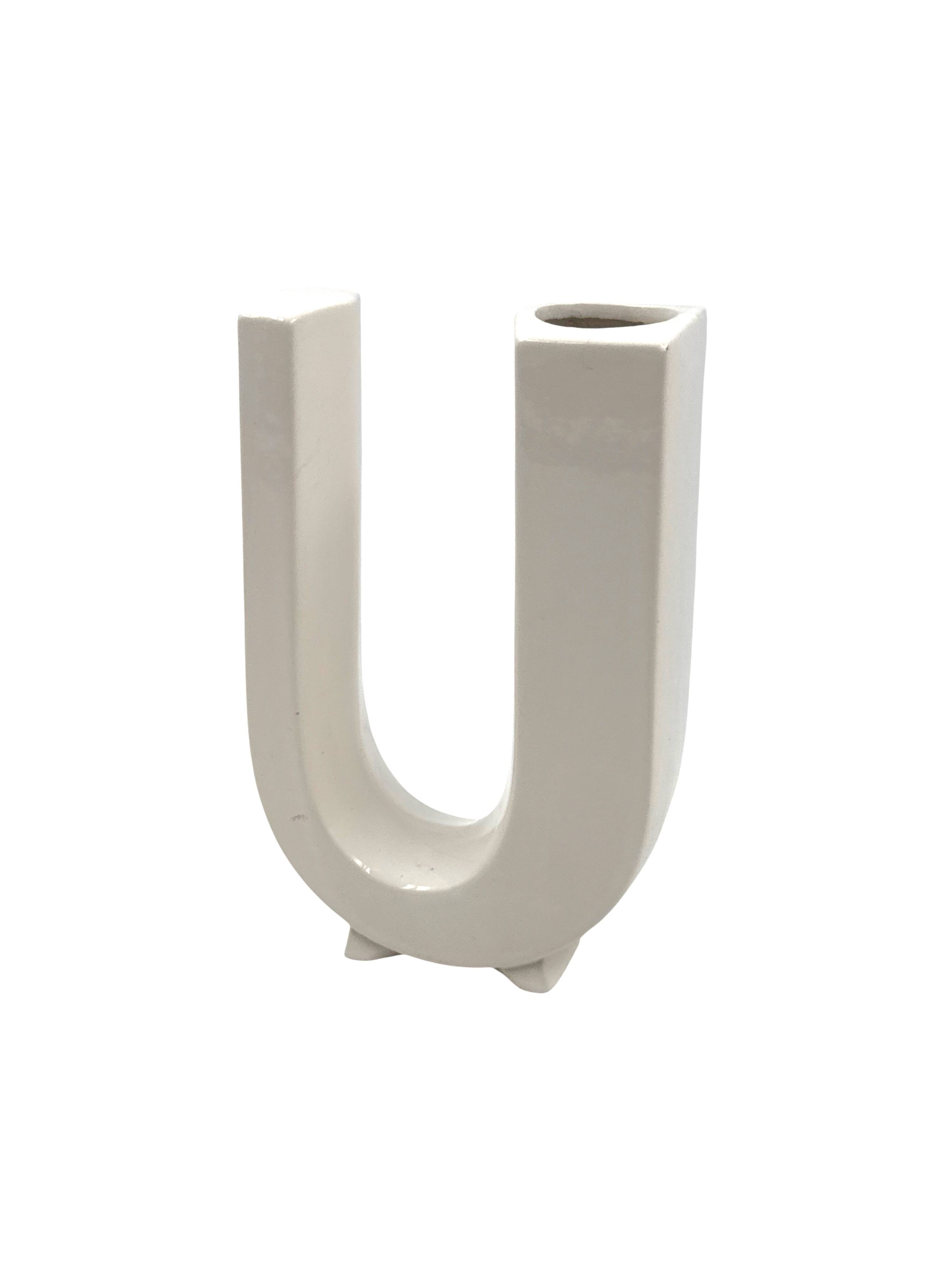 Space age U letter shaped solifleur vase, Marcel Radureau France 1970