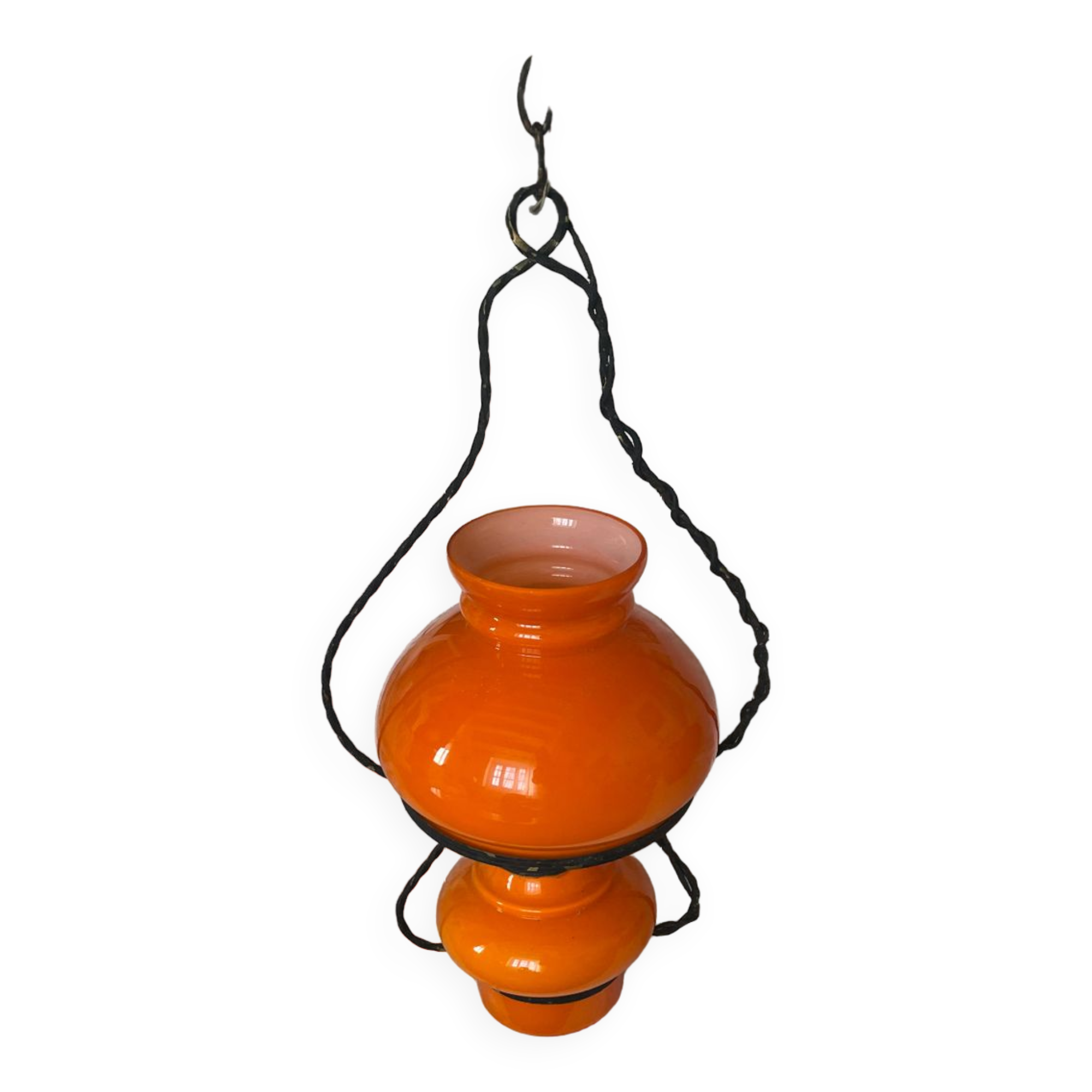 Pendant chandelier, vintage, opaline, Orange, 1970s