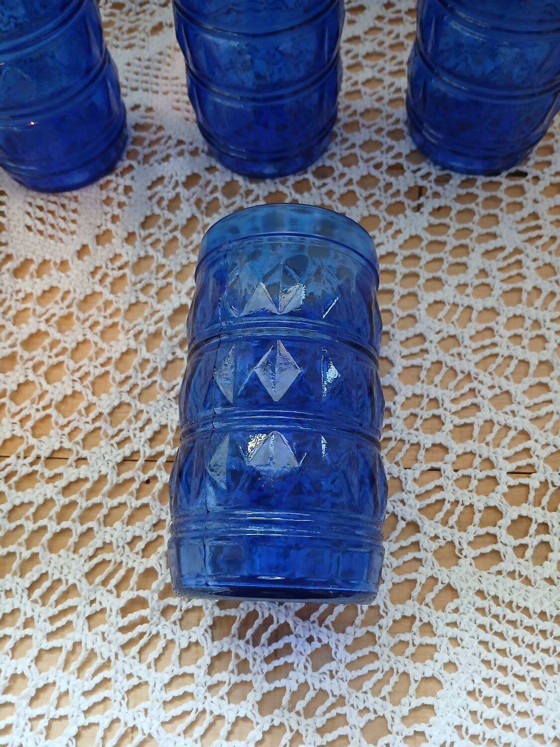 6 antique cobalt blue glasses