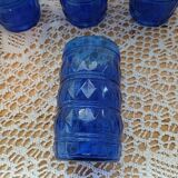 6 verres anciens bleu cobalt