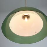 Italian space-age plexiglass green pendant lamp, 70s