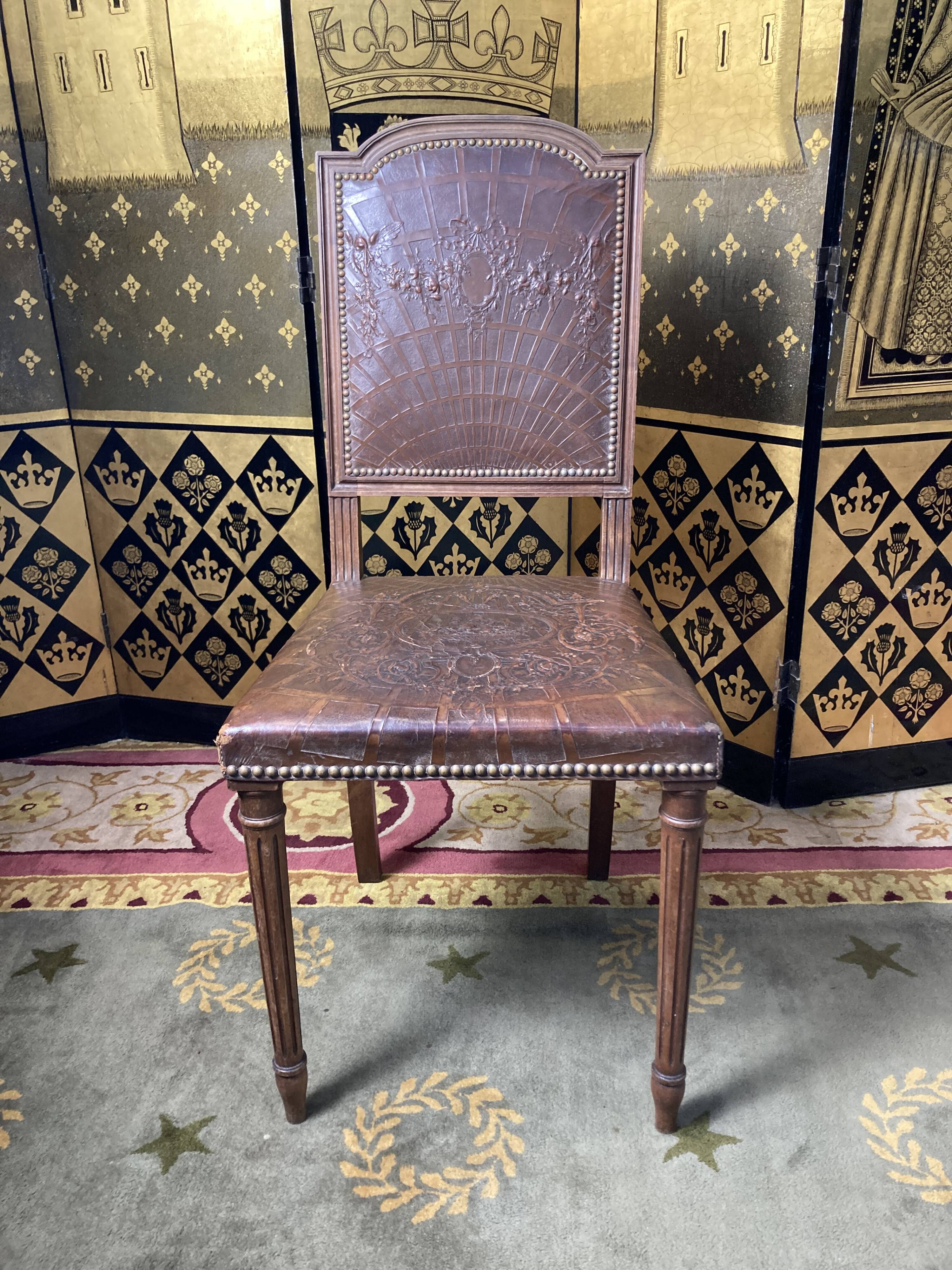 10 Louis XVI chairs seated leather