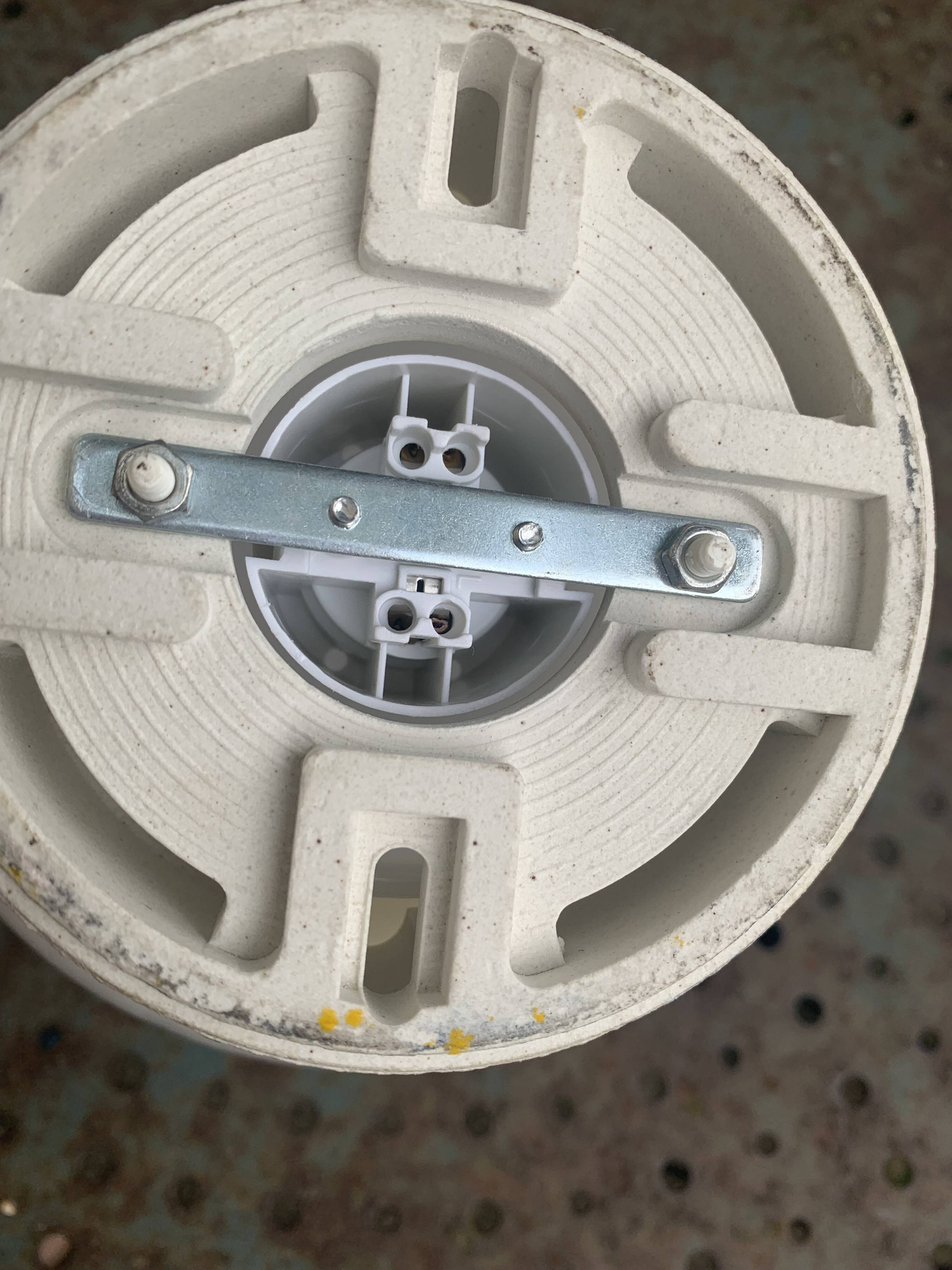 Ceiling light, white opaline globe ball, with base, vintage