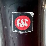 Vase HSK Tarnowiec – Ruby glass amphora with transparent handles – Vintage Art Konstglas