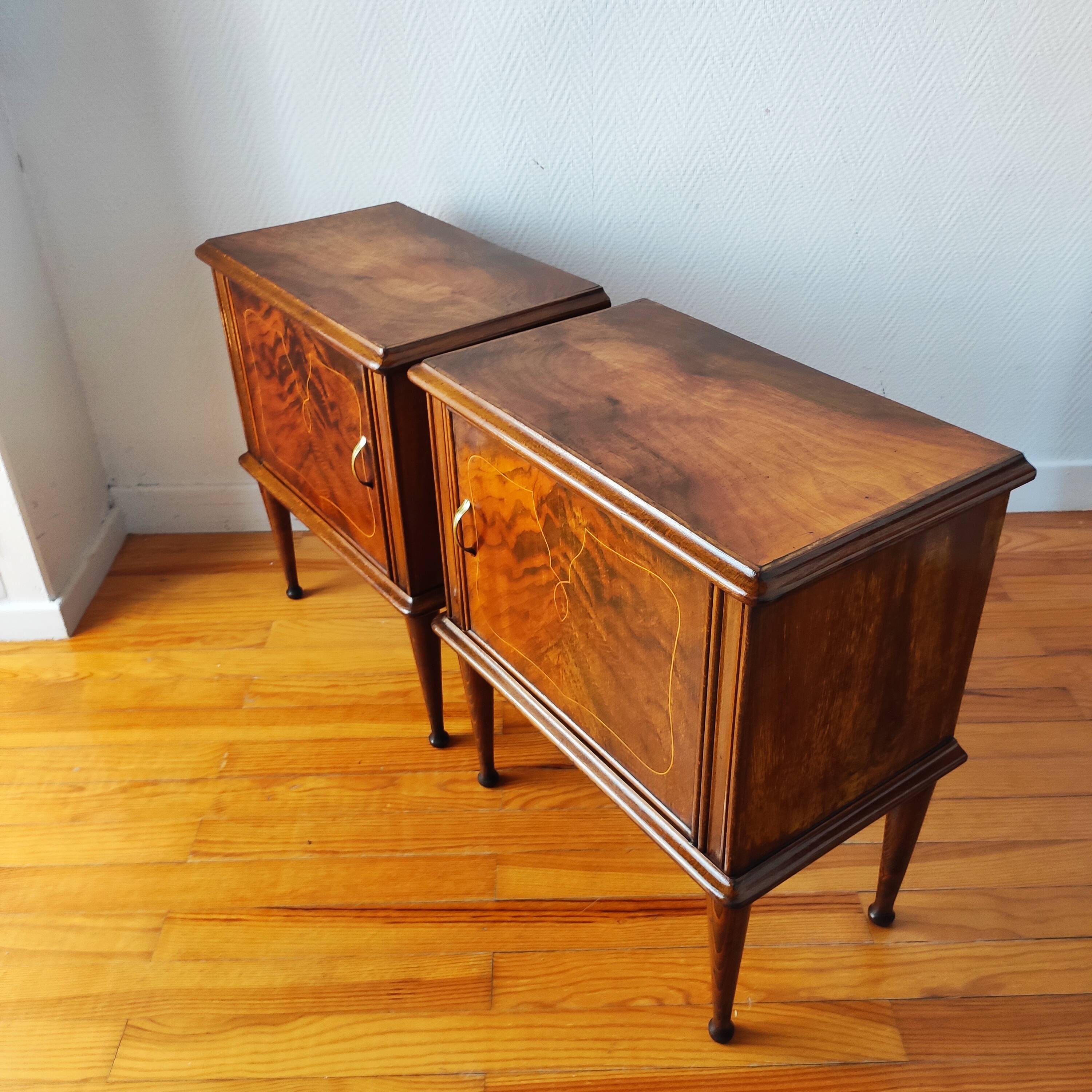 Pair of vintage Italian bedside tables from the 1950s