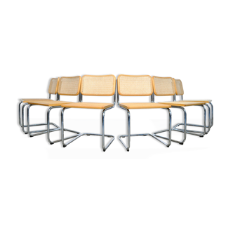 Six Cesca tubular frame cantilever dining chairs by Fasem, Italy 1999