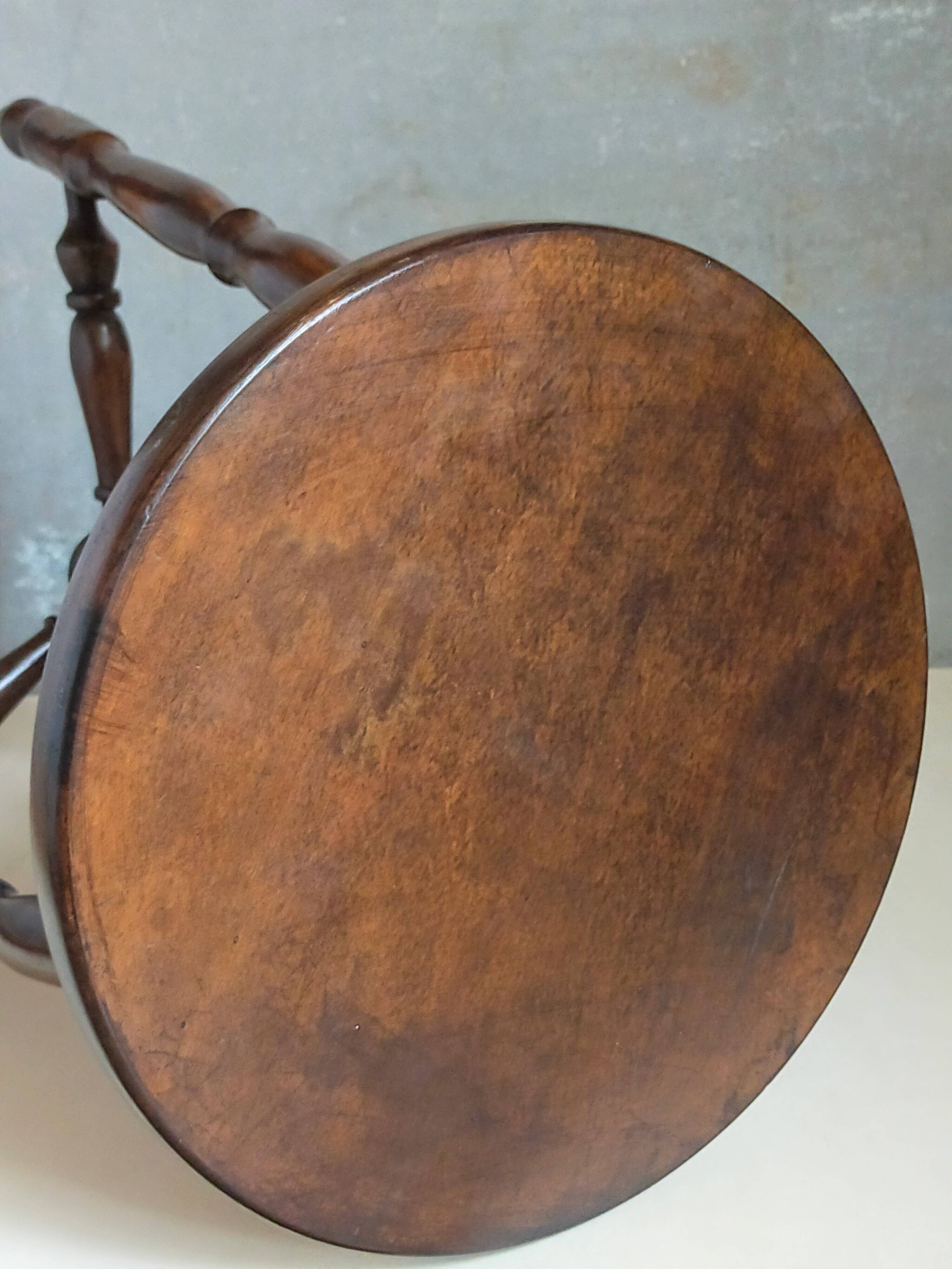 Vintage turned solid wood tripod stool