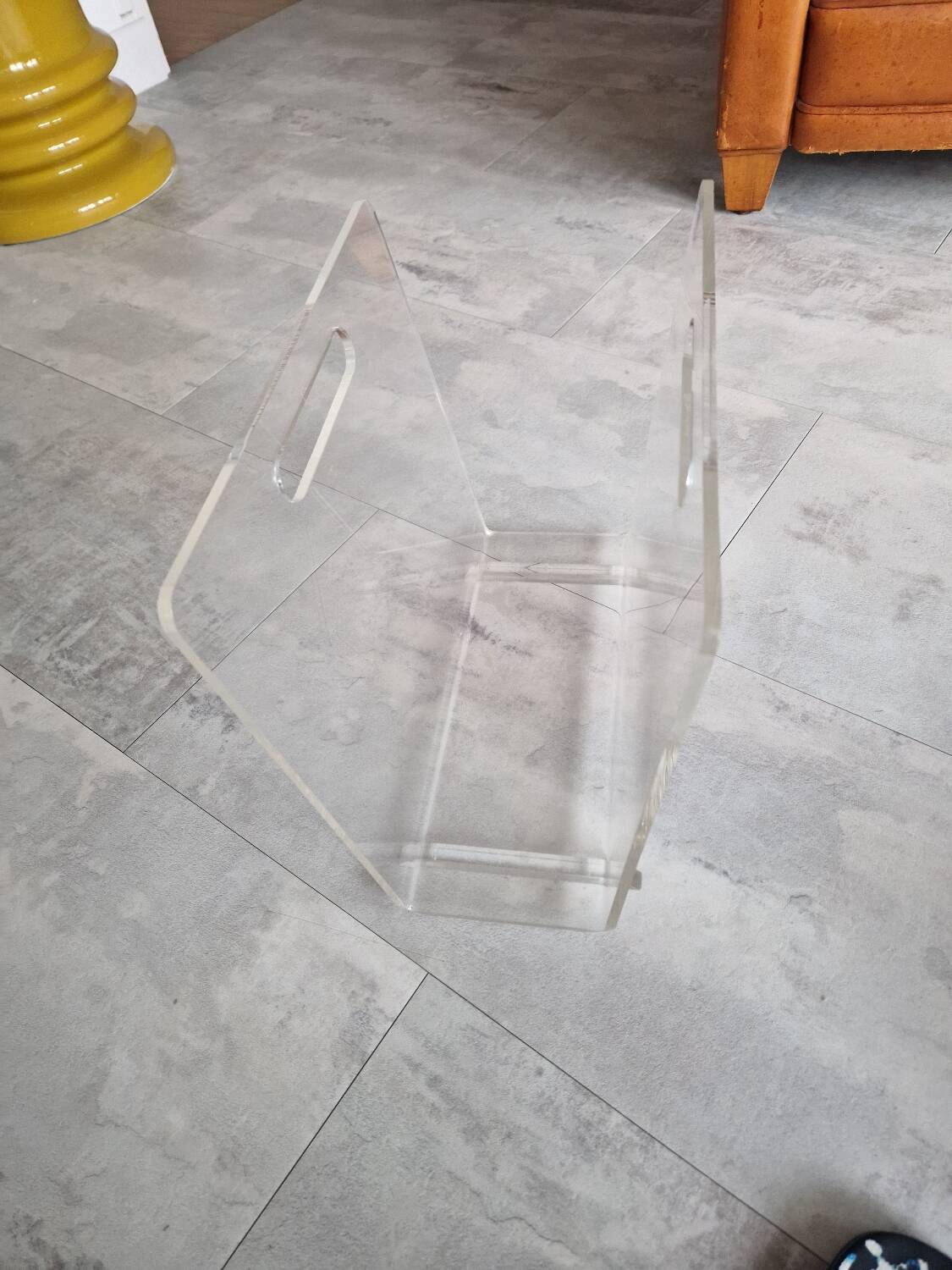 Vintage David Lange plexiglass magazine rack