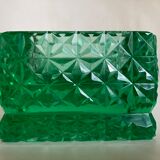 Cendrier pavé de verre taillé diamant vert 1980