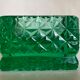 Green diamond cut glass ashtray 1980