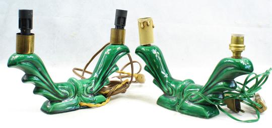 Two ceramic electrified bougeoirs  vintage 1950