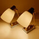 Pair of vintage table or bedside lamps, brass and glass, 50s 60s