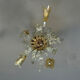 Asymmetrical Venetian chandelier in colourless and gold Murano glass, circa 1980.